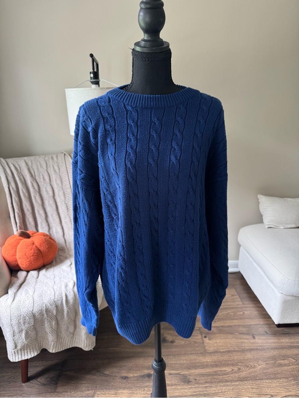 Eddie Bauer Women's Cable Knit Crewneck‎ Sweater - Navy